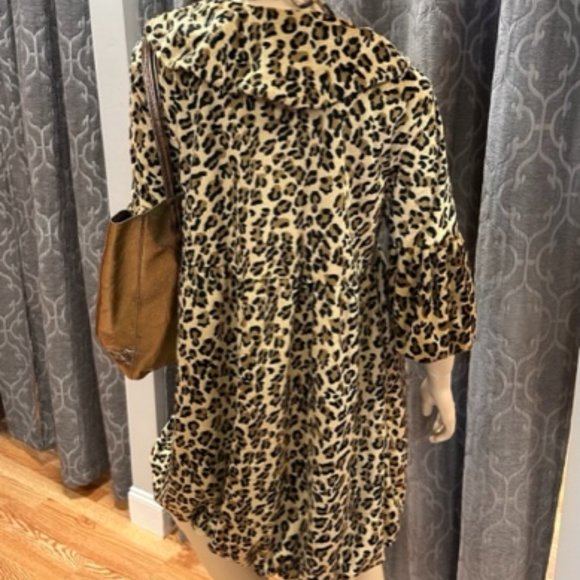 Lindi Leopard Print Faux Fur Lined Featuring Ruffle Collar, Front & Sleeve - Picture 3 of 5